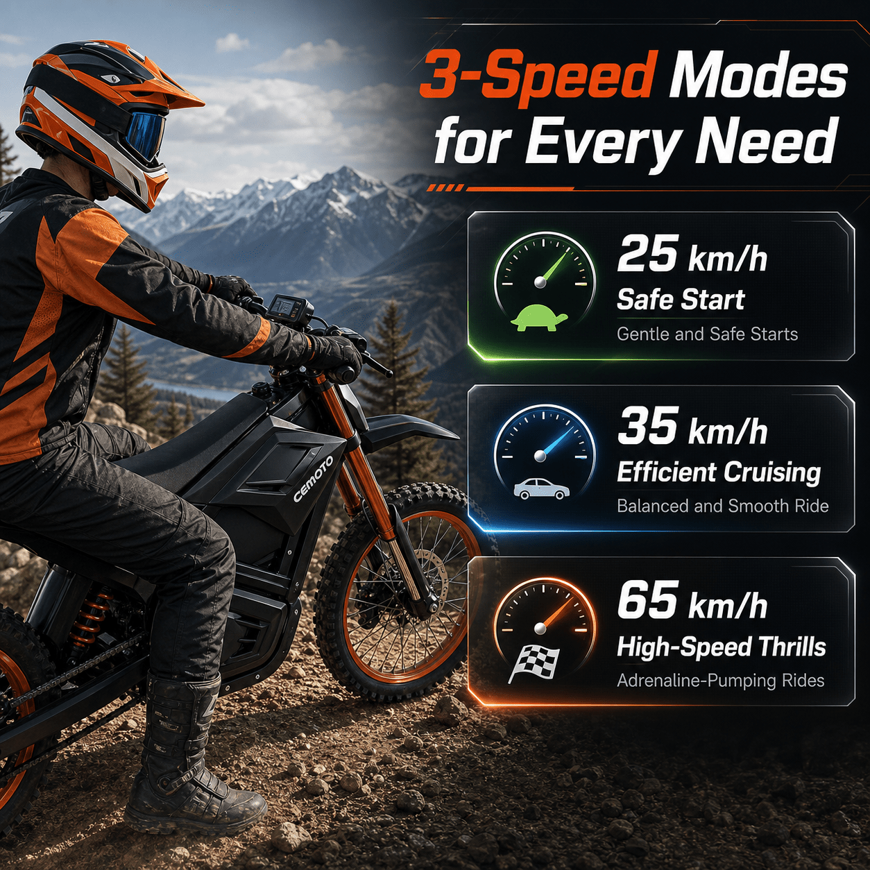CEMOTO D03 Pro Off-Road Electric Dirt Bike For Teens & Adults cemoto