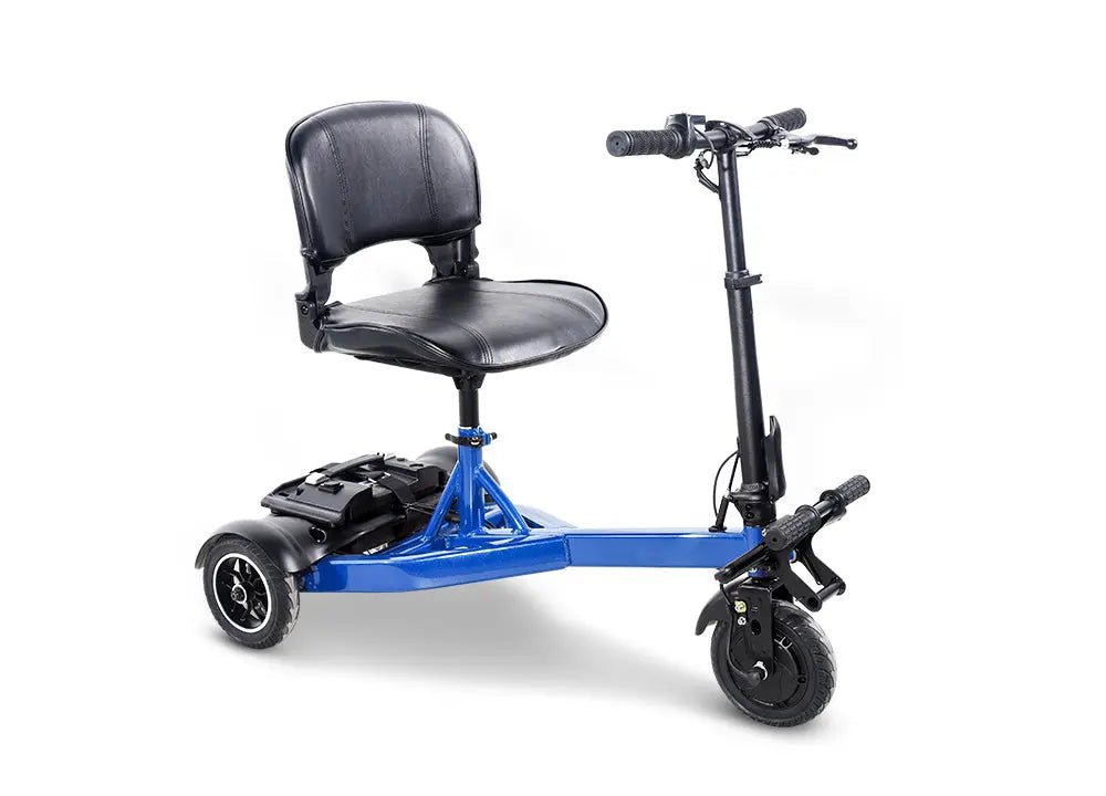 Editorial hero showing a mobility scooter being evaluated for indoor route clearance from an entrance into the home