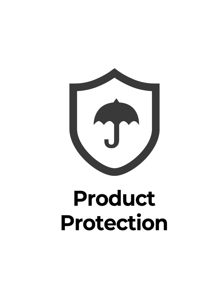 Product Protection - Warranty protection shield icon with umbrella for product protection