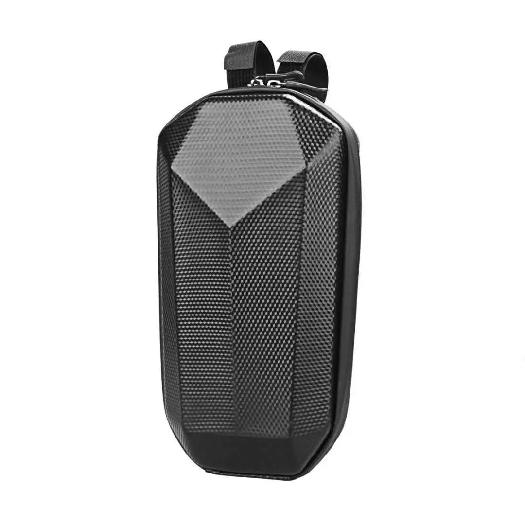 Black EVA hard shell motorcycle storage bag with zipper and top straps